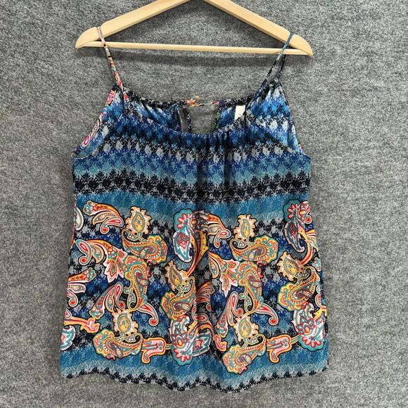 Candy Rose Top Women M Medium Blue Paisley Sleeveless Spaghetti Strap Casual - Picture 1 of 7